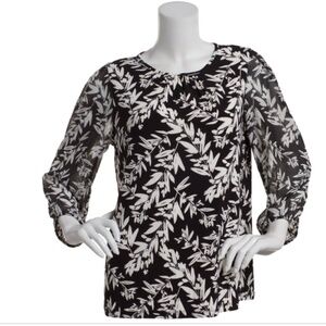 Kasper Womens Printed its SHIRRED NK Blouson SLV TOP W SZ:S